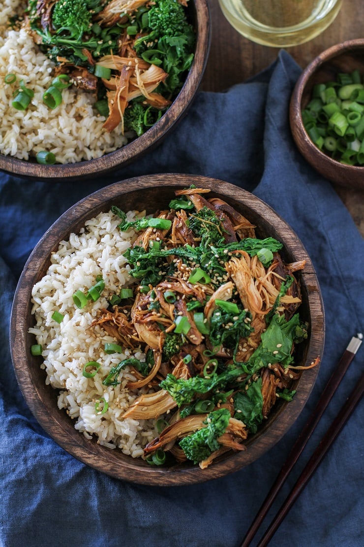 CROCK POT CHICKEN TERIYAKI WITH BROCCOLI RABE Crock Pot Teriyaki Chicken with Broccoli Rabe | TheRoastedRoot.net #healthy #dinner #recipe #glutenfree #paleo