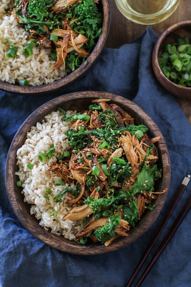 Crock Pot Teriyaki Chicken with Broccoli Rabe | TheRoastedRoot.net #healthy #dinner #recipe #glutenfree #paleo