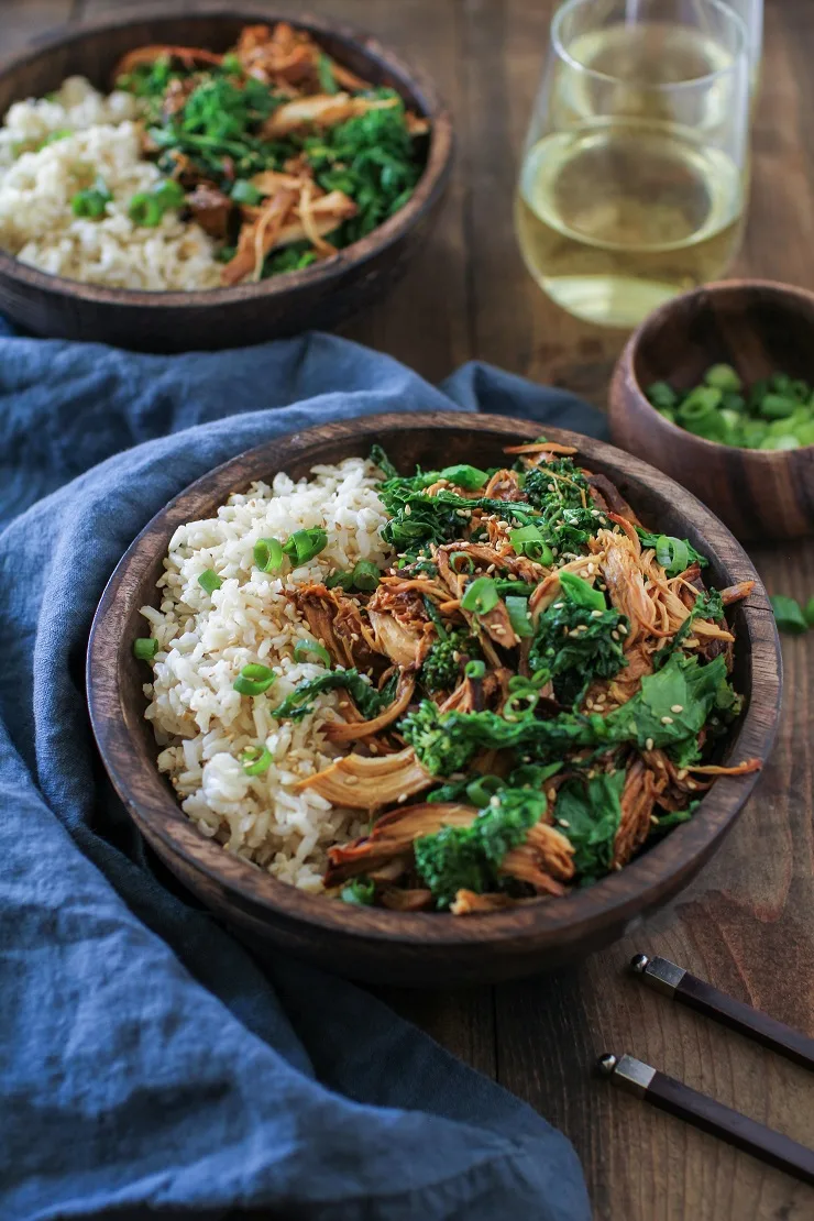 Crock Pot Teriyaki Chicken with Broccoli Rabe | TheRoastedRoot.net #healthy #dinner #recipe #glutenfree #paleo