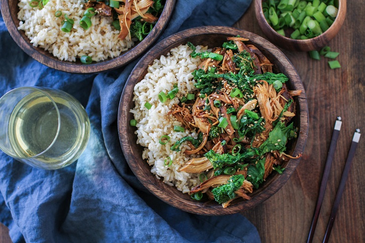 Crock Pot Teriyaki Chicken with Broccoli Rabe | TheRoastedRoot.net #healthy #dinner #recipe #glutenfree #paleo 