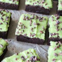 Cassava Flour Mint Brownies - grain-free, refined sugar-free, dairy-free | TheRoastedRoot.net #dessert #recipe #stpatricksday