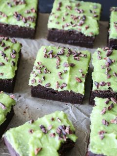 Cassava Flour Mint Brownies - grain-free, refined sugar-free, dairy-free | TheRoastedRoot.net #dessert #recipe #stpatricksday