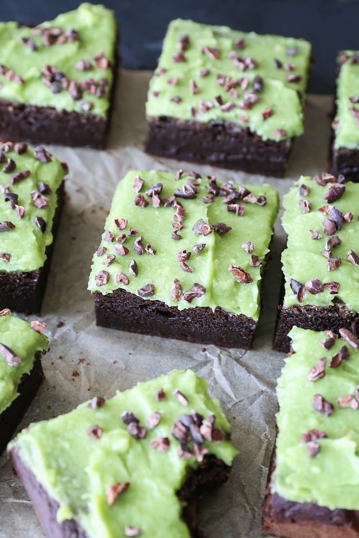 Cassava Flour Mint Brownies - grain-free, refined sugar-free, dairy-free | TheRoastedRoot.net #dessert #recipe #stpatricksday