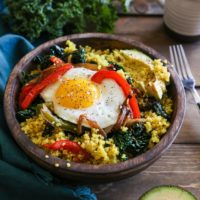 Savory Quinoa Breakfast Bowls with Peppers and Kale | TheRoastedRoot.net #healthy #breakfast #paleo #glutenfree #recipe