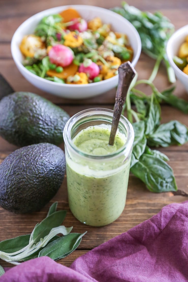 SPRING VEGETABLE BUDDHA BOWLS WITH AVOCADO GREEN GODDESS DRESSING Roasted Spring Vegetable Buddha Bowls with Avocado Green Goddess Dressing | TheRoastedRoot.net #healthy #dinner #recipe #vegan #vegetarian