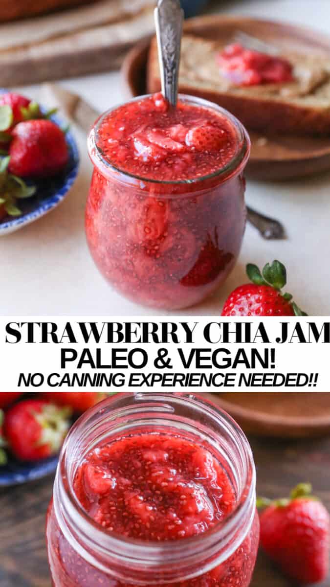 Easy Strawberry Chia Seed Jam made with only a few basic ingredients. Vegan, paleo, and no canning experience necessary!