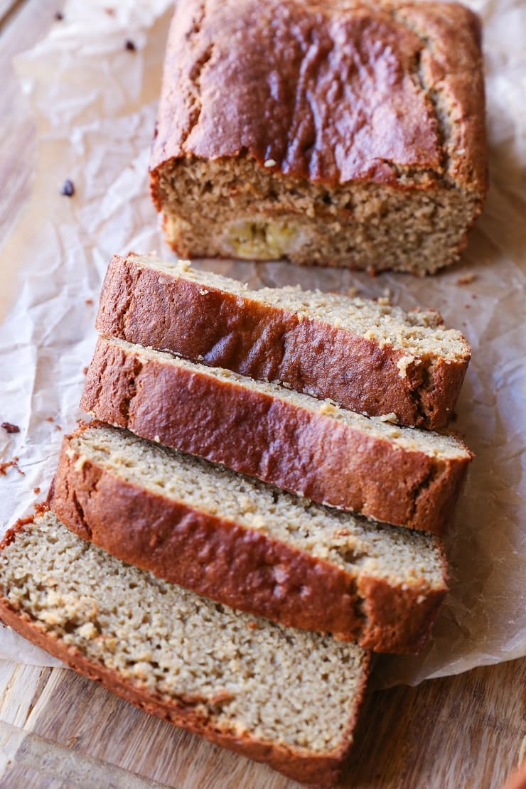 Grain-Free Almond Butter Banana Bread made paleo-friendly using almond flour and pure maple syrup. A moist and delicious gluten-free treat made in a blender!