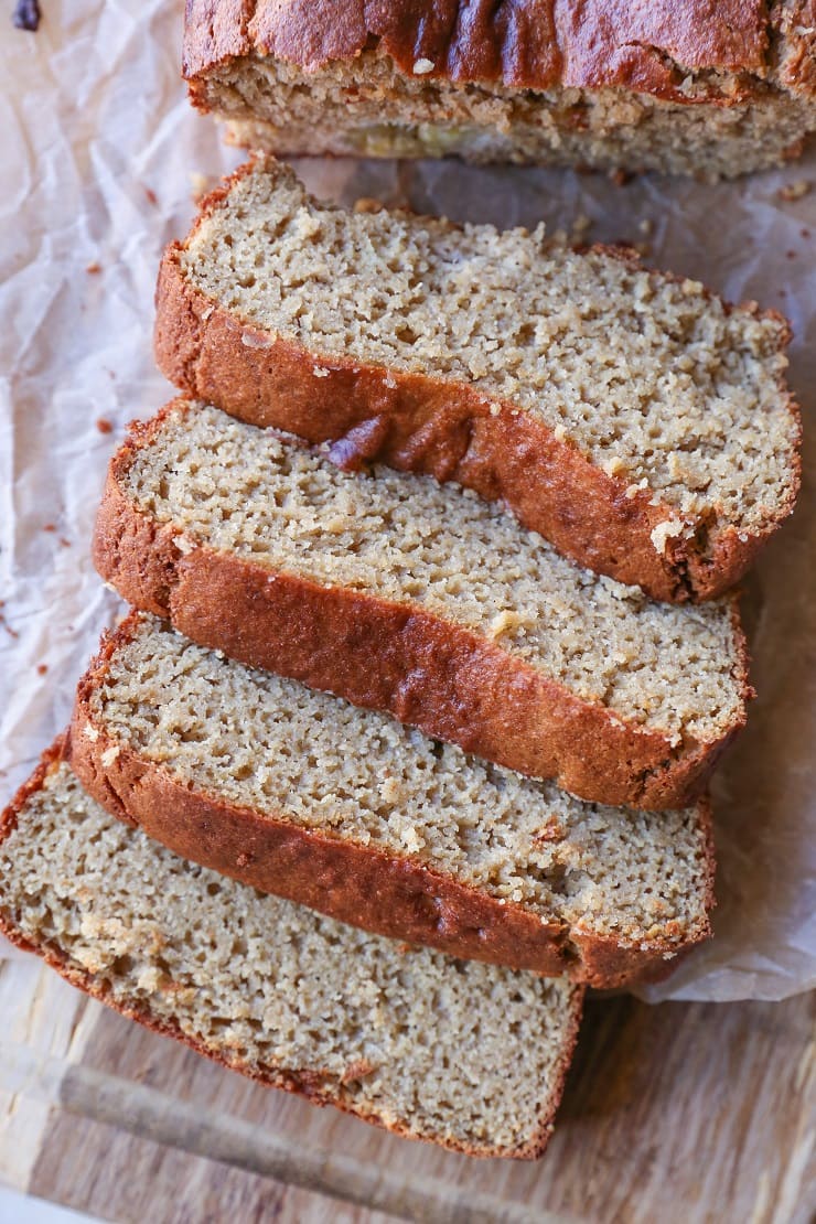 Grain-Free Almond Butter Banana Bread made with almond flour and pure maple syrup. Gluten-free, paleo friendly, and healthy!