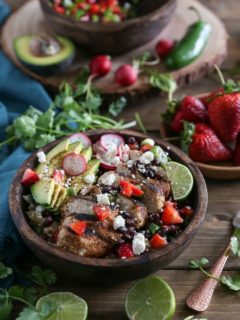 Balsamic Grilled Chicken with Strawberry Black Bean Salsa - any easy healthy gluten-free dinner recipe
