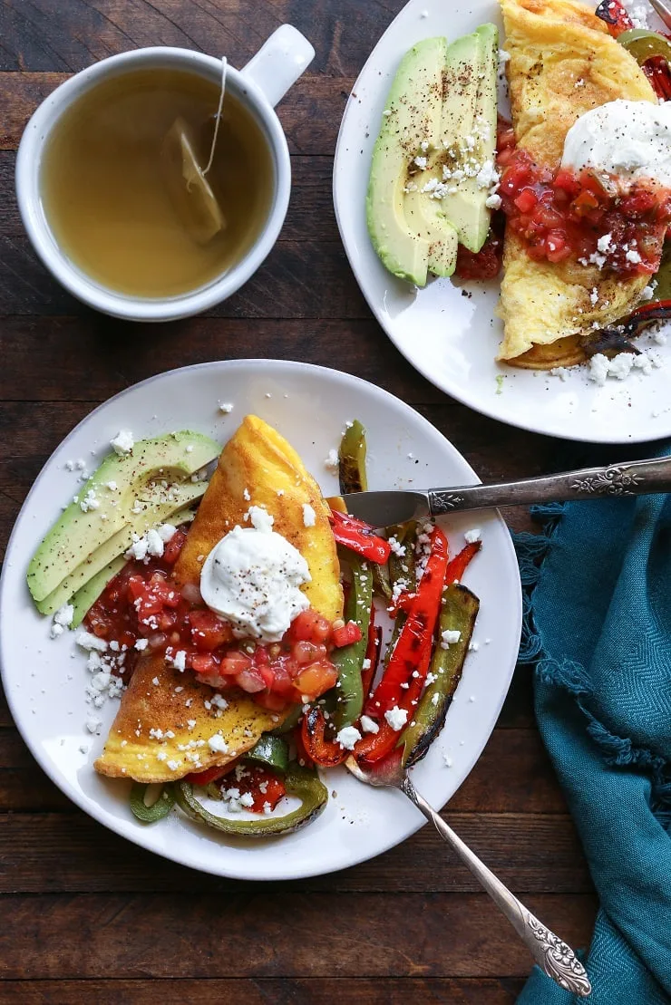 Fajita Omelettes - a quick, easy, and nutritious breakfast recipe. 