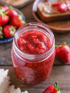 Strawberry Chia Seed Jam - made naturally sweetened using pure maple syrup, this jam recipe only requires a few ingredients!