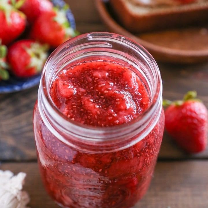 Strawberry Chia Seed Jam - made naturally sweetened using pure maple syrup, this jam recipe only requires a few ingredients!