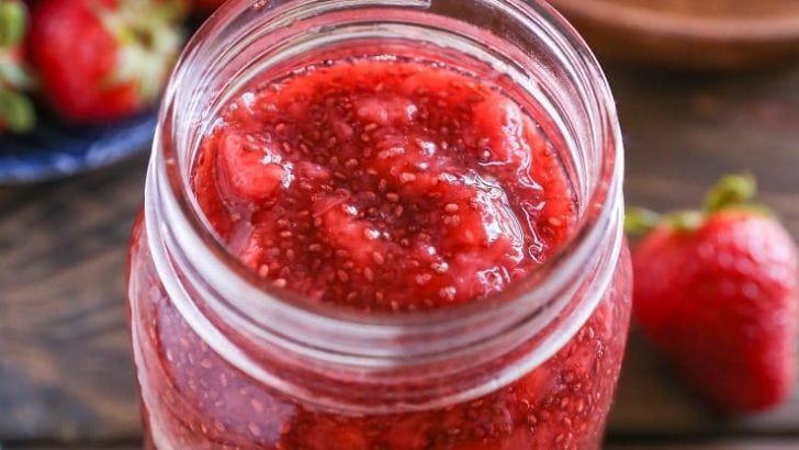 Strawberry Chia Seed Jam - made naturally sweetened using pure maple syrup, this jam recipe only requires a few ingredients!