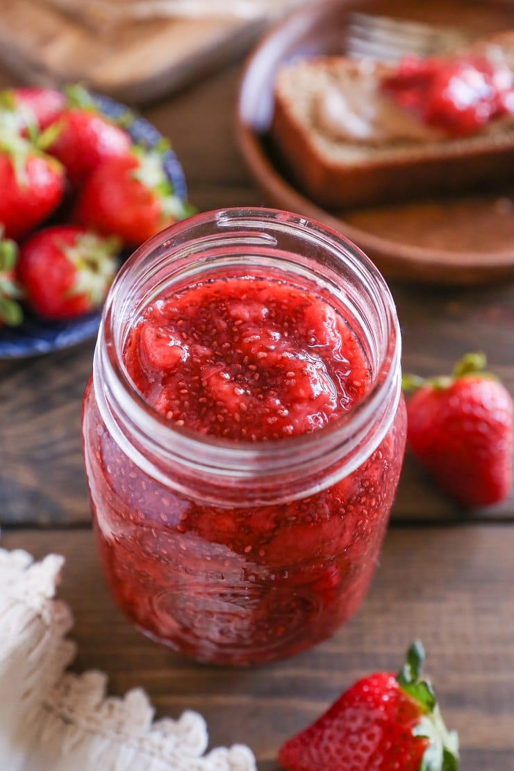 Strawberry Chia Seed Jam - made naturally sweetened using pure maple syrup, this jam recipe only requires a few ingredients!