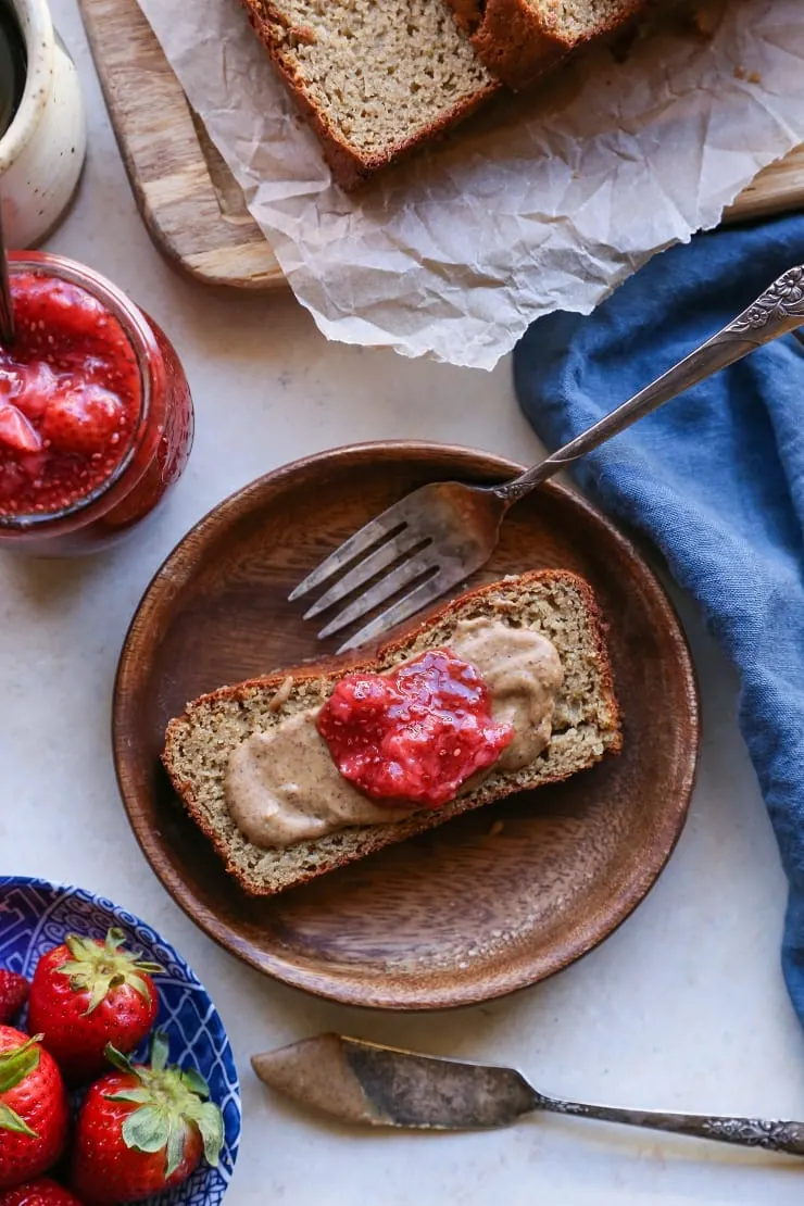 Strawberry Chia Seed Jam only requires a few ingredients. This healthy recipe is naturally sweetened, vegan, and paleo