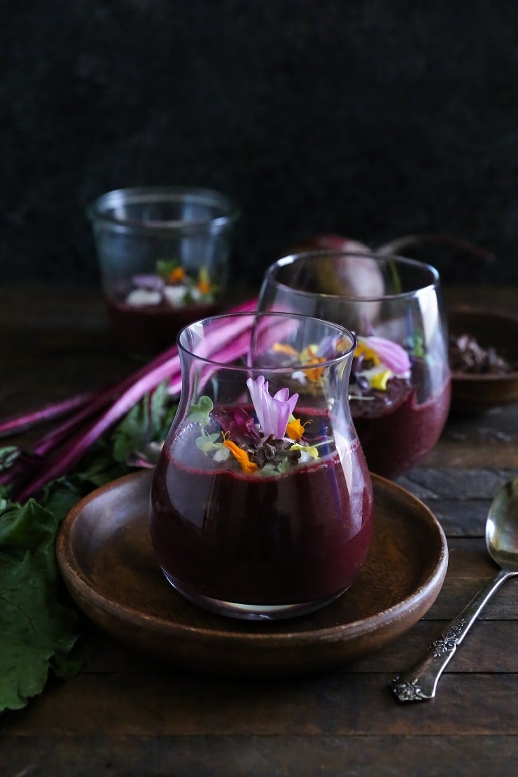 Easy 6-ingredient Vegan Beet Chocolate Pudding made with avocado and pure maple syrup! A delicious paleo and vegan dessert recipe.