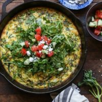 Zucchini, Arugula, and Feta Frittata | TheRoastedRoot.net #vegetarian #breakfast #healthy