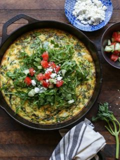 Zucchini, Arugula, and Feta Frittata | TheRoastedRoot.net #vegetarian #breakfast #healthy