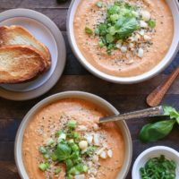 Creamy Vegan Tomato Basil Soup - a dairy-free, gluten-free recipe made with all whole food ingredients!
