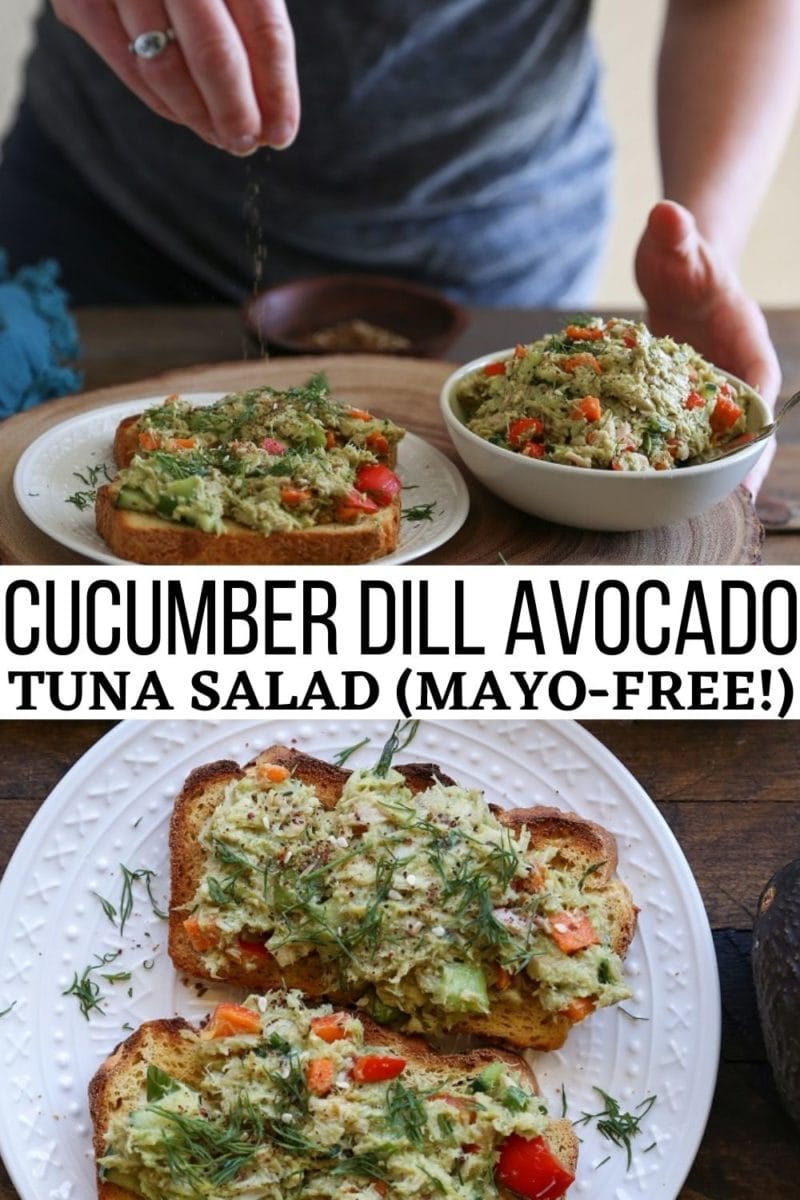 Cucumber Dill Avocado Tuna Salad - a fresh, mayo-free, delicious and satisfying tuna salad recipe ideal for lunch!
