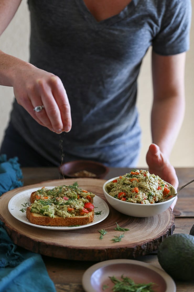 Cucumber Dill Avocado Tuna Salad - a light, flavorful no mayo tuna salad recipe perfect for lunch or snack