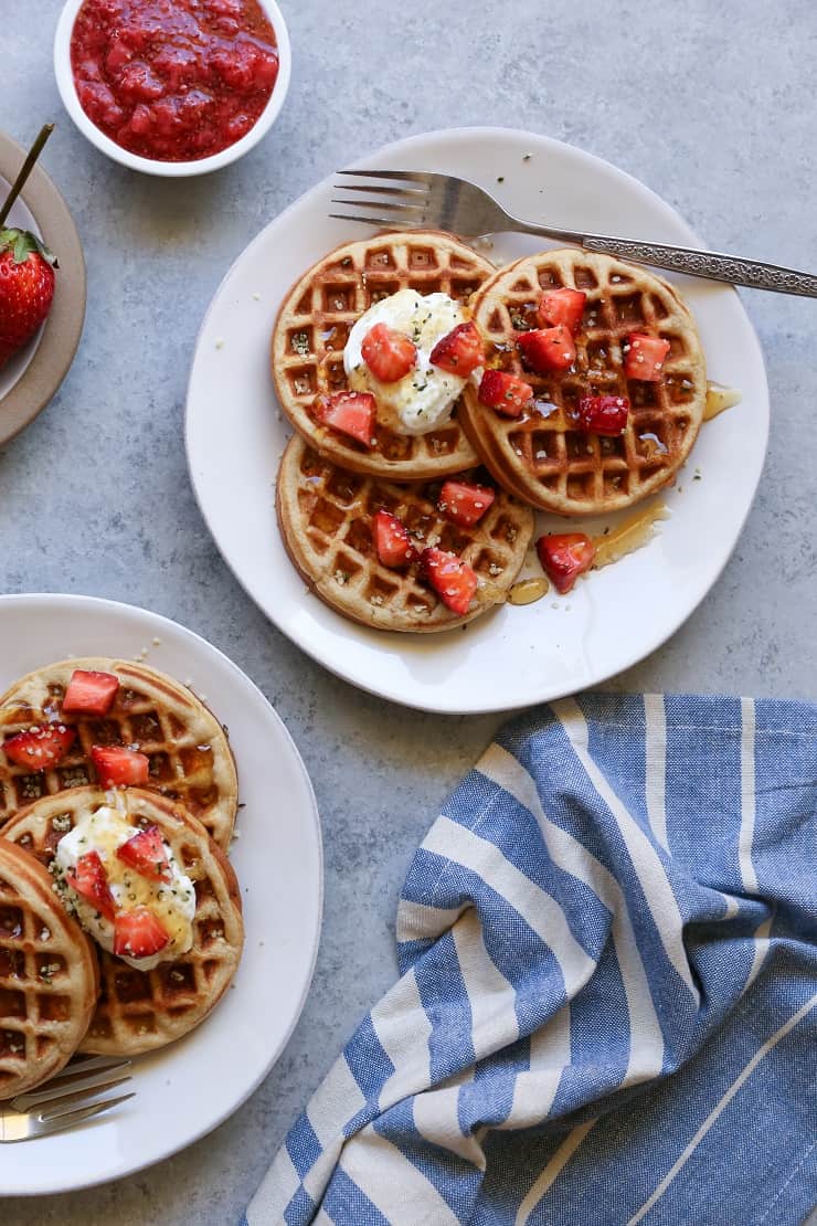 Grain-Free Paleo Waffles made with almond flour - dairy-free, refined sugar-free, and delicious!