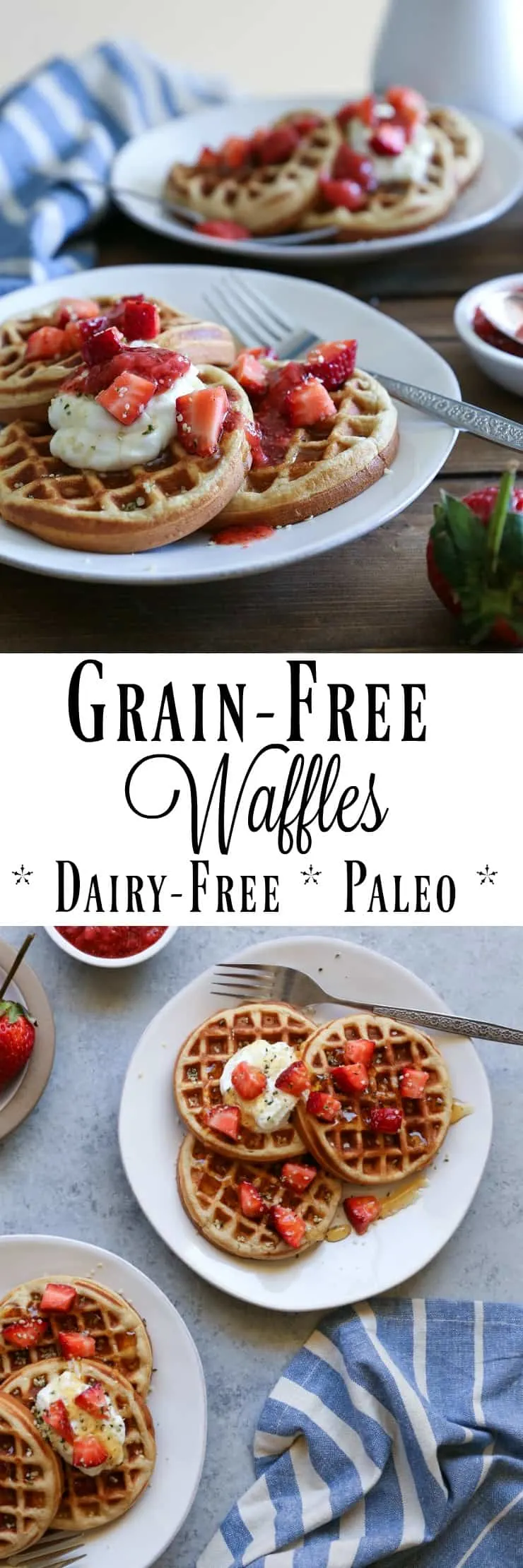 Grain-Free Paleo Waffles made with almond flour - dairy-free, refined sugar-free, and delicious!