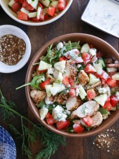 Za'atar Chicken Bowls with Cucumber Salad and Kefir Raita - a healthy meal perfect for dinner any night of the week