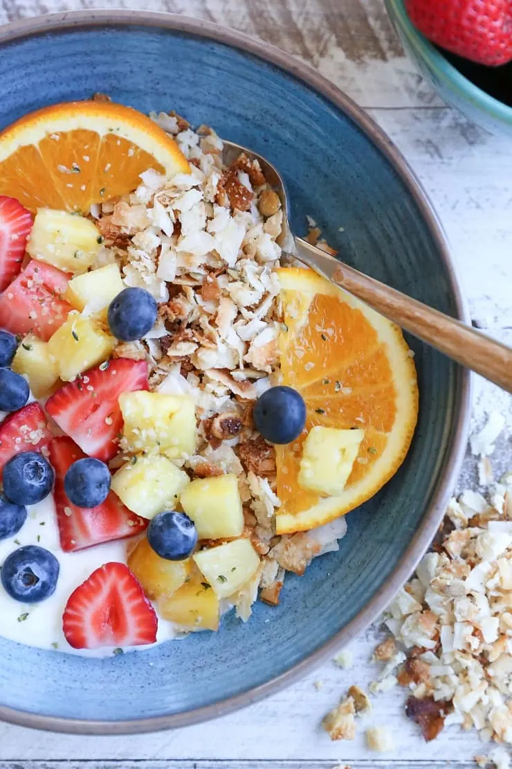 Coconut Lovers Paleo Granola made with only a few basic ingredients. This grain-free, refined sugar-free vegan granola recipe is so simple to make!