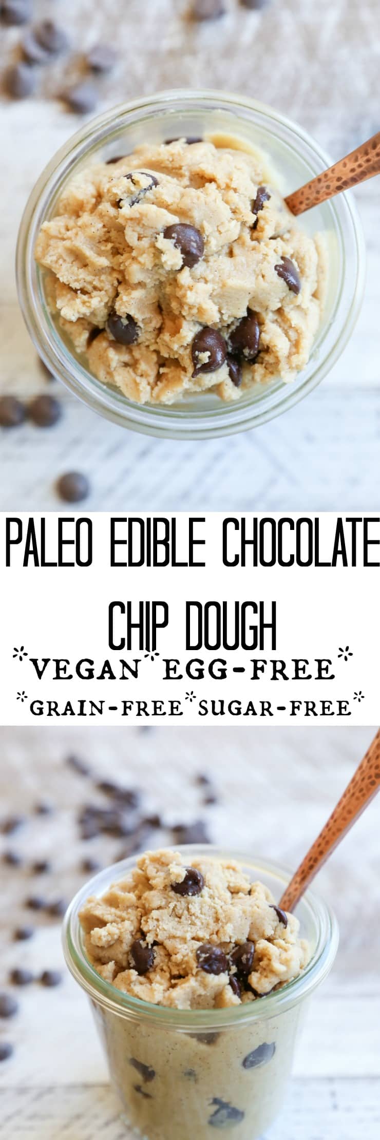 Paleo Chocolate Chip Edible Cookie Dough - vegan, refined sugar-free, paleo, gluten free, grain free, and healthy dessert recipe!