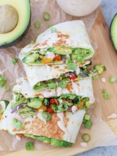 Grilled Vegetable Avocado Quesadillas (vegan)