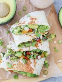 Grilled Vegetable Avocado Quesadillas (vegan)