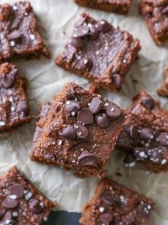 Paleo Sweet Potato Fudge Brownies - made with sweet potato, coconut flour, and pure maple syrup - in your blender! Gluten free, grain free, and dairy free