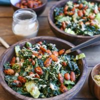 The Best Vegan Kale Caesar Salad Recipe - made with all whole food ingredients. This paleo caesar salad is perfect for gatherings!