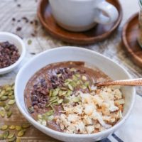 Cauliflower Mocha Smoothie Bowl (vegan) - this nutritious breakfast recipe tastes like dessert, but packs in a secret vegetable!