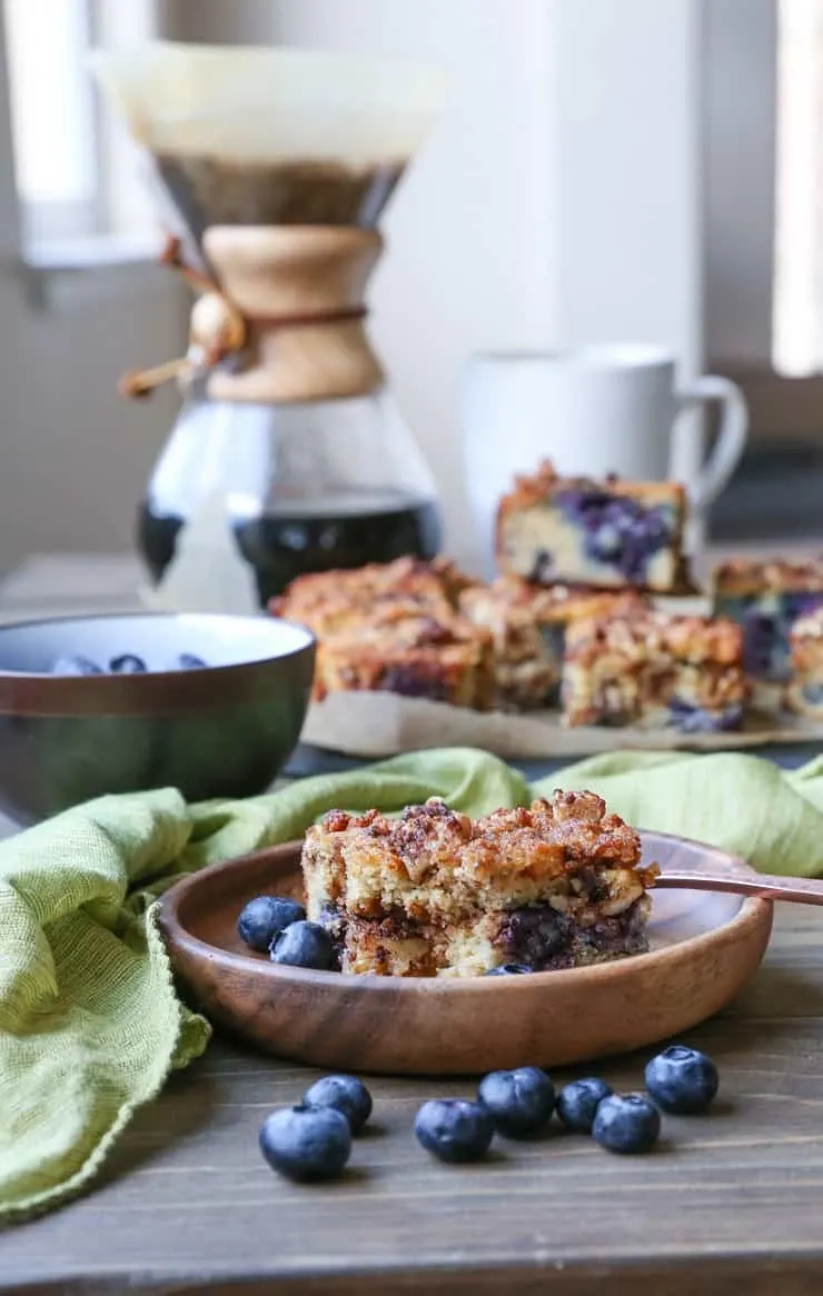 Paleo Blueberry Coffee Cake - a blueberry-studded gluten-free, naturally sweetened, dairy-free version of the classic breakfast cake