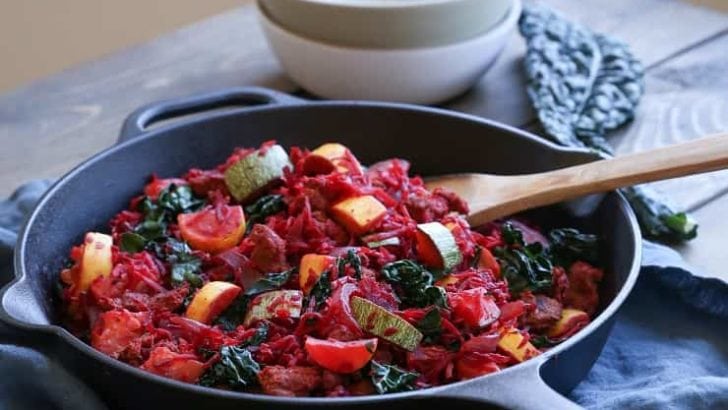 Turkey, Beet, Zucchini Hash - an AIP and paleo friendly breakfast recipe made with highly nutritious ingredients