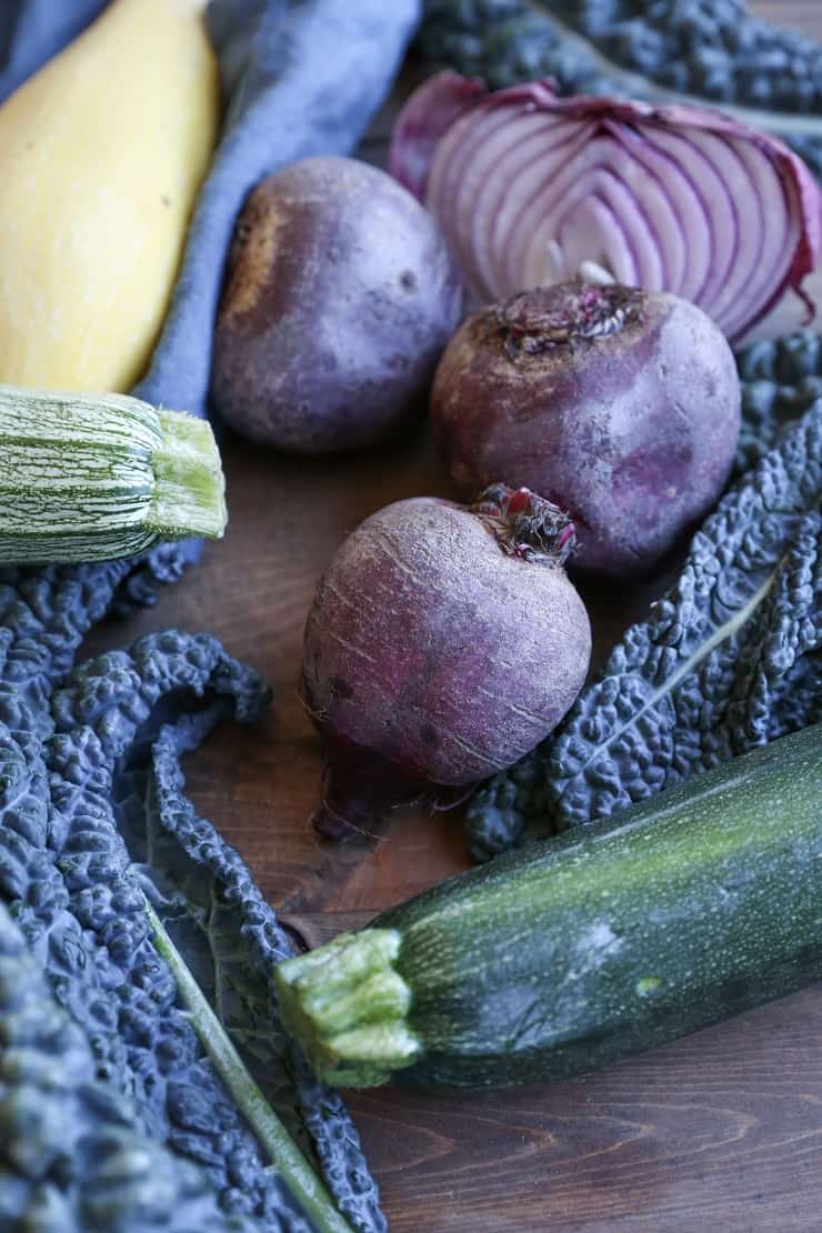 beets, zucchini, summer squash, red onion, kale