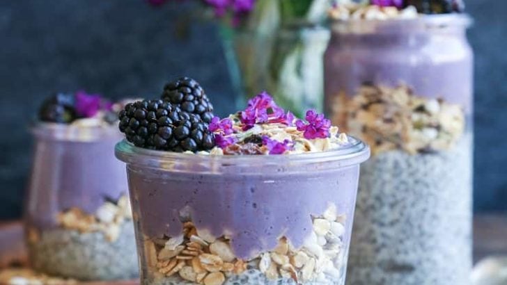 Blackberry Smoothie Chia Seed Pudding Parfait - a healthy dairy-free breakfast or dessert
