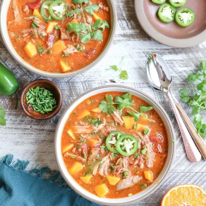 Crock Pot Citrus Pork Chili with Mango - gluten-free, bean-free, paleo, whole30 and healthy!