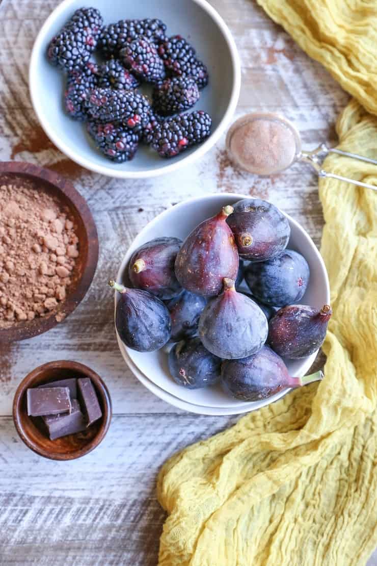 figs, chocolate, and cocoa powder