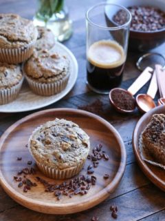 Grain-Free Paleo Chocolate Chip Muffins made with almond flour and pure maple syrup - a healthy breakfast or snack recipe!