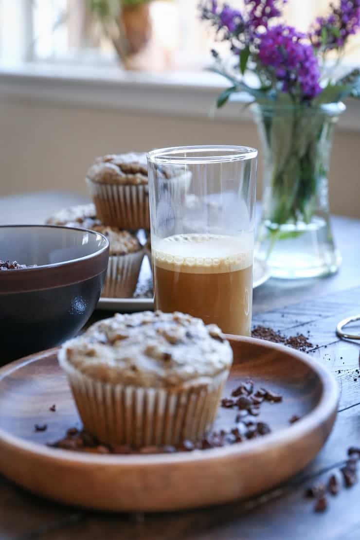 Grain-Free Paleo Chocolate Chip Muffins made with almond flour and pure maple syrup - a healthy breakfast or snack recipe!