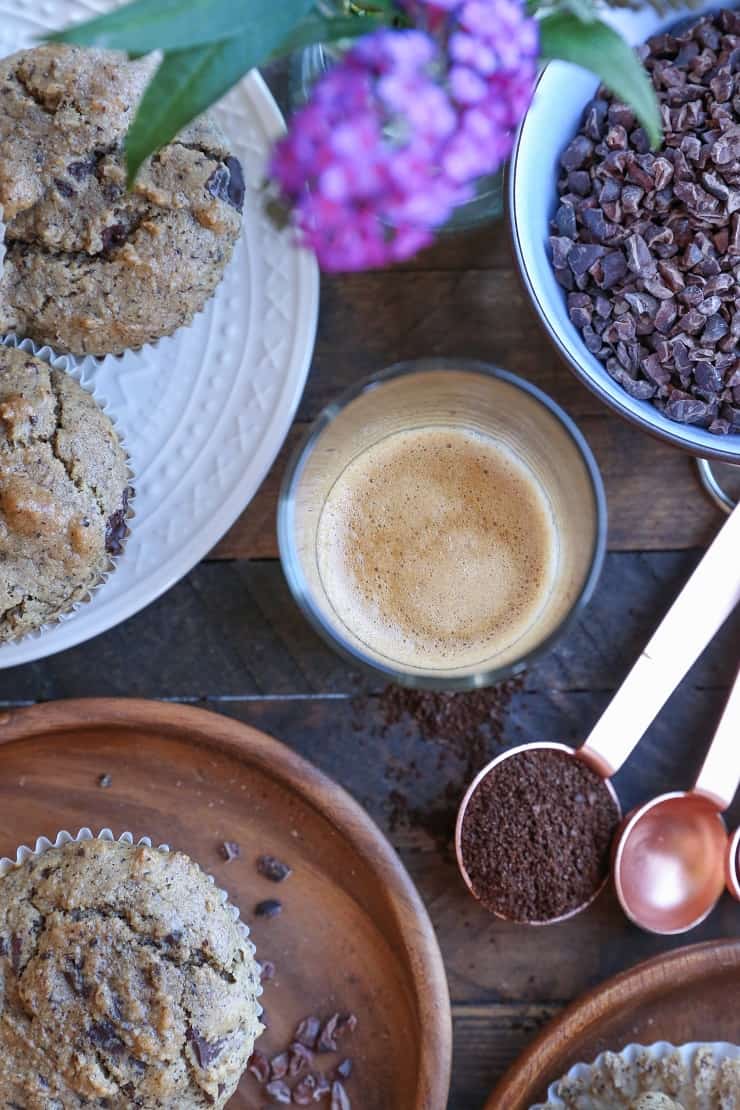 Grain-Free Paleo Chocolate Chip Muffins made with almond flour and pure maple syrup - a healthy breakfast or snack recipe!