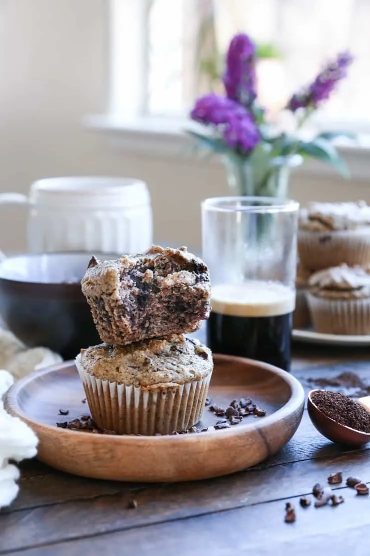 Grain-Free Paleo Chocolate Chip Muffins made with almond flour and pure maple syrup - a healthy breakfast or snack recipe!
