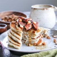 Gluten-Free Vegan Poppy Seed Pancakes with Caramelized Figs - the batter comes together quickly in your blender, making this an easy yet fancy breakfast recipe!