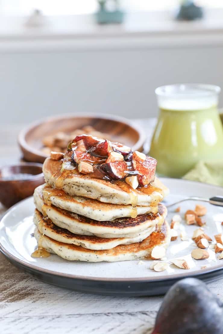 Vegan Poppy Seed Pancakes with Caramelized Figs - The Roasted Root