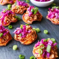 Sweet Potato BBQ Jackfruit Sliders - a healthy vegan appetizer perfect for game day!