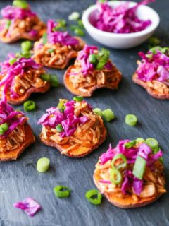 Sweet Potato BBQ Jackfruit Sliders - a healthy vegan appetizer perfect for game day!