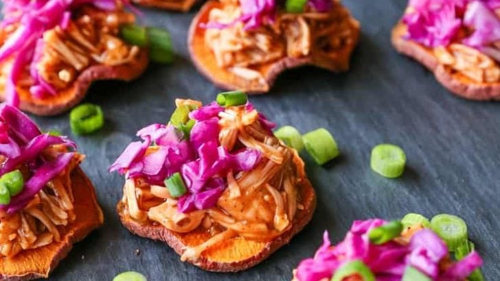 Sweet Potato BBQ Jackfruit Sliders - a healthy vegan appetizer perfect for game day!